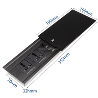 Aluminium 3 Pin Multi Plug Socket Universal Tabletop Power Socket for Conference Desk Table Sliding Universal Socket Electric 16A
