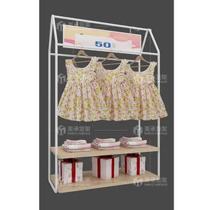 Meicheng Retail Garments Shop Furniture Clothes Shop Stand Steel Baby Clothing Display Rack For Retail
