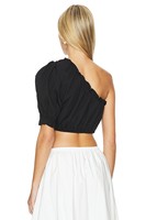 Ropa de diseñador personalizada fabrica verano Mujer moda un hombro blusas camisas Puff manga Crop Top asimétrico corto