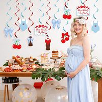 Décorations de baby shower Cherry Bow, Guirlandes suspendues « She's Ready to Pop » et serpentins « Soda Pop » pour fournitures de fête de naissance et d'anniversaire