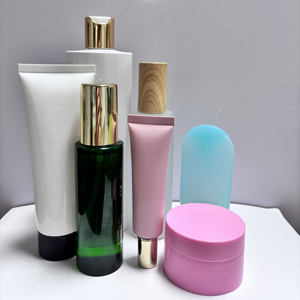 Luxury Eco-friendly Skin Care Serum Pink Amber Cosmetic Glass Bottle & Jar Packaging <b>Set</b> with 30ml/50ml/100ml Capacities - Product Image 3