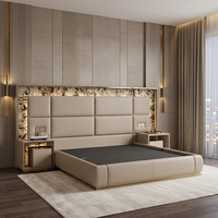 KMJ Modernes Luxus-Polsterbettgestell Queen-Size Italienisches Hauptschlafzimmer Doppelbett Lederbett Möbelset