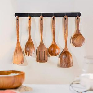 Spatula berlubang anti lengket, Spatula Natural alat memasak kayu dapur, sendok berlubang, peralatan dapur melayani masak - Product Image 4