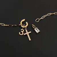 EMANCO – Nouveauté : Pendentifs Croix et Arbre en Acier Inoxydable Style Minimaliste, Chaîne à Maillons, Bijoux de Mode Féminins pour Festivals, Vente en Gros et Dropshipping