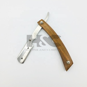 Maquinilla de afeitar profesional, mango de madera, hoja reemplazable superior recta de acero inoxidable, Logo personalizado, la mejor oferta - Product Image 6