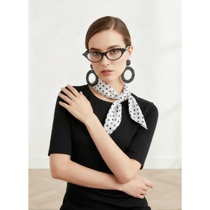 PESENAR Ensemble 3 pièces pour <span class=keywords><strong>femme</strong></span> : Lunettes années <span class=keywords><strong>50</strong></span>, boucles d'oreilles et foulard carré - Product Image 2