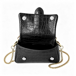 Sacs à main pour femmes en cuir de crocodile véritable noir de haute qualité, sacs à main de créateurs, sacs à main décontractés pour femmes, sacs à bandoulière - Product Image 2