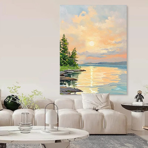Peinture à l'huile Tranquil Cloud Shadows, 100% faite à la main, art paysager impressionniste pour l'entrée, le salon, décoration murale - Product Image 3