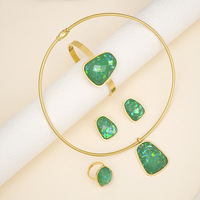 Nuevo Conjunto de Joyería de Alta Gama, Elegante, de Acero Inoxidable y Titanio con Lentejuelas, Collar, Pulsera, Aretes y Anillo - Joyería Moderna Electrochapada