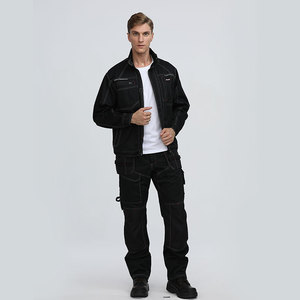 Bán buôn XINKE bảo vệ màu đen chống cháy an toàn bảo hộ lao động đồng phục hàn làm việc phù hợp với băng phản chiếu - Product Image 3