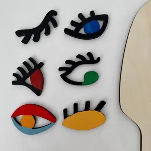Rompecabezas Montessori de madera con cara dividida, puzzle de arte facial