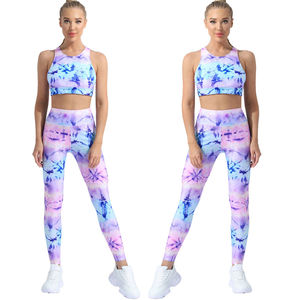 Conjuntos de Yoga de poliéster Spandex para mujer, logotipo personalizado, servicio OEM, ropa deportiva activa para adultos, niñas, gimnasio, conjuntos de Fitness, patrón sólido - Product Image 6