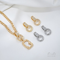 Connecteur universel plaqué or 14K incrusté de zircon, double anneau, polyvalent pour cordons, chaînes, DIY, anneau fendu, pendentif détachable