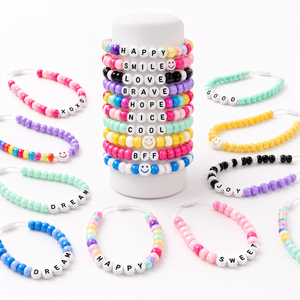 Kit de <span class=keywords><strong>perles</strong></span> DIY pour la fabrication de bijoux : 24 compartiments de <span class=keywords><strong>perles</strong></span> ton sur ton avec <span class=keywords><strong>lettres</strong></span> de l'alphabet et <span class=keywords><strong>perles</strong></span> smiley pour bracelets - Product Image 3