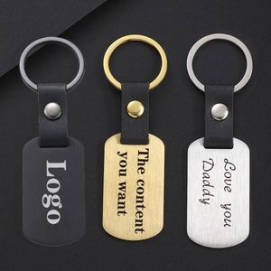 Porte-clés vierge en acier inoxydable et cuir pour gravure laser, impression UV couleur, matériau métallique, porte-clés en PU, logo personnalisé - Product Image 2