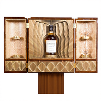 Exclusivo Gabinete de Whisky de Madera Hecho a Mano, Estilo Art Deco, Artesanía Exquisita, Exhibición de Vinos, Caja de Almacenamiento de Licores de Alta Gama, Rectangular