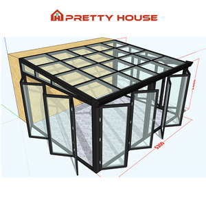 Serre extérieure préfabriquée jardin d'hiver maison en aluminium verre trempé toit incliné véranda - Product Image 3