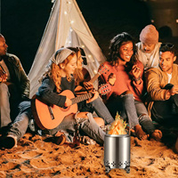 Barbecue de jardin extérieur sans fumée en acier inoxydable, table de barbecue portable, foyer à bois, réchaud de camping 18x18x18