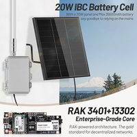 Module LoRa haute puissance HP1 Wismesh 1W, kits de démarrage avec amplificateur, système d'alimentation solaire 20W, antenne en fibre de verre 6dBi, support de montage