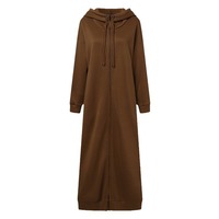 Robes zippées souples à capuche à manches longues pour femmes, vêtements de détente chauds avec poches
