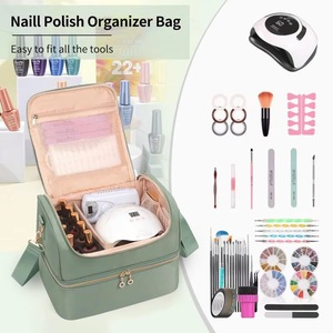 Échantillon Gratuit Nouvelle Promotion - Trousse de Maquillage Unique Violette à Double Couche pour Femme, Grande Capacité, avec Fermeture Éclair Portable - Product Image 4