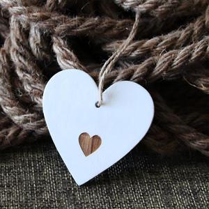 Décoration suspendue en bois sculpté en forme de cœur blanc pour la Saint-Valentin, pendentif en bois pour Noël, décoration pendentif amour - Product Image 3