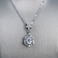 Collier pendentif en moissanite taille poire 0,8 carat 5x7mm, chaîne en argent sterling 925 plaqué rhodium, certifié GRA, bijoux vintage