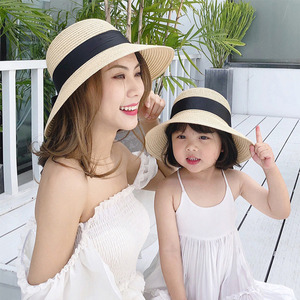 YD255 <span class=keywords><strong>Sombrero</strong></span> de Paja para Mujer, Estilo Vaquero, con Lazo y Ala Ancha, para Mamá e Hija, para el Verano, Playa, Niños - Product Image 3