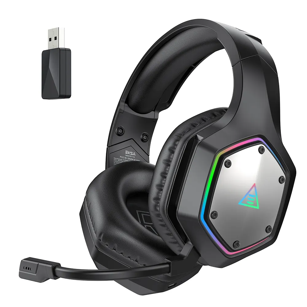 Eksa E1000wt 2.4G Gaming Draadloze Headset 7.1 Surround Sound Geen Latentie Rgb Ontwerp Met Enc Mic Voor Pc Ps4 Ns Xbox