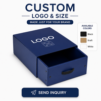 Boîte à chaussures de luxe en carton ondulé bleu marine avec logo personnalisé, emballage rigide en papier pour cadeaux et électronique, emballage plat en gros