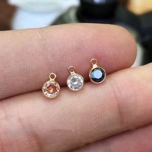 GP 3mm 4mm 6mm Charm pierre de naissance Lunette remplie d'or 14 carats Chaînes de bijoux permanentes Fabrication de pendentifs à breloques en zircon Vente en gros - Product Image 3