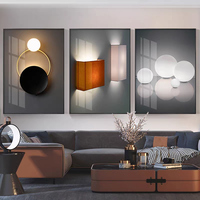Peinture murale géométrique minimaliste nordique en porcelaine cristalline avec cadre pour projets hôteliers et décoration intérieure - Vente en gros