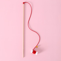 Bâton teaser tricoté en bois interactif pour chat avec bonbons colorés et jouets sonores de cloche pour le mouvement des animaux de compagnie