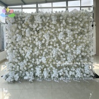 Toile de fond murale à fleurs 8ft X panneau artificiel décor vente enrouler 3d blanc avec souffle de bébé pour la scène de mariage