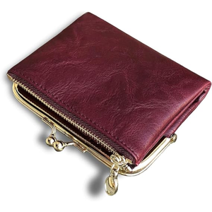 Mini Cartera Vintage de Cuero Genuino con Cierre de Cremallera y Broche, para Uso Diario de Mujeres, Color Azul Oscuro, Hecha en Bangladesh - Product Image 3
