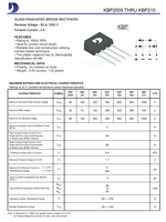 Redresseur à pont monophasé passivé au verre KBP204 400V 2A à montage en surface pour alimentation électrique, 100% original, code de lot traçable
