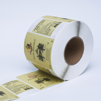Etiqueta personalizada de marca privada, etiqueta de aluminio dorado para vino, whisky, brandy, pegatina frontal y trasera para botella