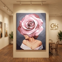 Kit de peinture par numéros personnalisé, rose abstraite, portrait de femme, peinture à l'huile numérique DIY pour adultes débutants, 40x50cm