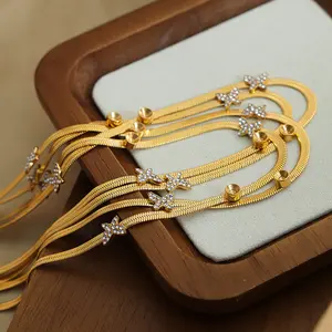 Di alta qualità in oro 18k in acciaio inox, collana a farfalla con Mini zircone a catena senza serpente