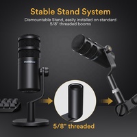 Maono – Microphone dynamique XLR professionnel pour les jeux en direct, Microphone dynamique de bureau entièrement en métal avec un seul bras