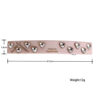 Pinza de pelo de cristal de moda para niñas Logo impreso pasador coreano <span class=keywords><strong>Clips</strong></span> para niñas corazón Rhinestone acetato Barrette - Product Image 2