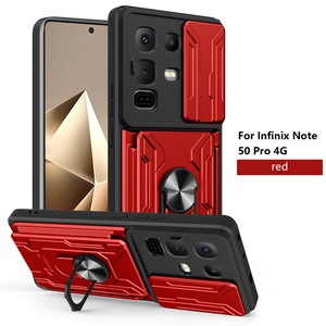 BEEJTUNY Custodia Per Infinix Note 50 Pro 4G/Note 50 4G: Cover Con Anello 360° E Copriobiettivo Scorrevole, Nero
