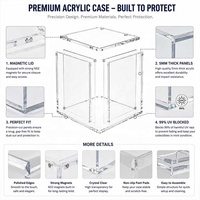 Boîte de présentation en acrylique personnalisée 5+8mm ETB avec fermeture magnétique puissante, résistance aux UV, pour collection de cartes Pokémon