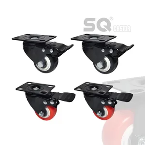 1.5 2 2.5 in Universal Mute Wheel Luggage Bag Pvc Sofa Caster 1.5 Inch Small Cabinet Furniture Swivel Metal Plate Caster Wheels