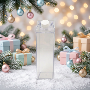 ขวดน้ำอะคริลิคใสไร้ BPA ขนาด1000มล. กล่องนมโปร่งแสงทรงสี่เหลี่ยมขนาด500มล. กำหนดโลโก้ได้ตามต้องการ - Product Image 3