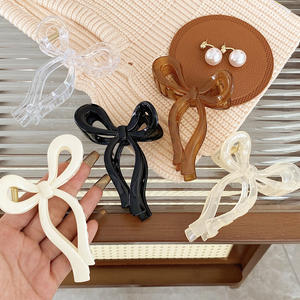 Clipes de cabelo antiderrapantes, grampos de cabelo para mulheres com garra, temperamento, arco transparente, grande, grampos de garra para cabelo grosso - Product Image 6