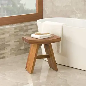 Panca doccia in Teak sgabello doccia in Teak robusto sgabello impermeabile con ripiano poggiapiedi e mensola doccia per il tuo bagno