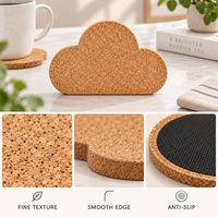 Sous-verre en liège naturel en forme de nuage, absorbant, résistant à la chaleur, pour table basse et cuisine