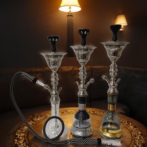 Set de Shisha/Hookah de Acero Inoxidable con Acabado Espejo, Base de Vidrio, Manguera Individual, Estilo Árabe para Bar o Salón - Product Image 2
