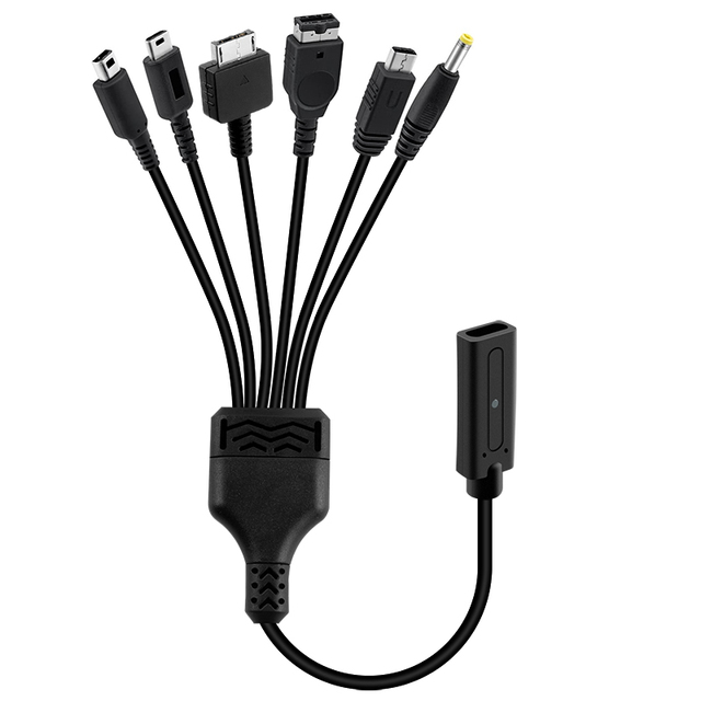 6 in 1 USB C to 6 Connector Game Charging Audio Video Transmitter Cable Cord for NDS Lite Wii U New 3DS XL LL 2DS GBA SP PSP PSV